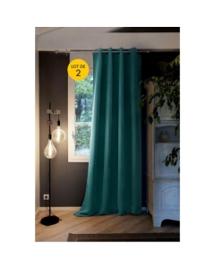 Lot de 2 Rideaux luxe occultant + isolant phonique polaire L140 x H260 cm Inuit Bleu canard