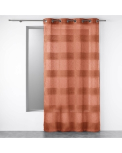 Voilage a oeillets 140 x 240 cm effet lin tisse fils chenille terraza Terracotta