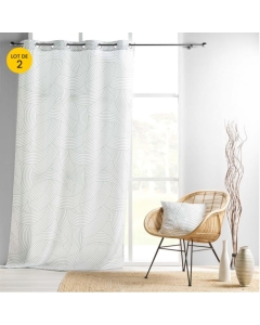 KLot de 2 Rideaux a oeillets 140 x 260 cm polyester imprimé Linea