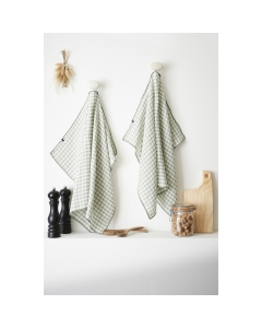 lot de 2 essuie-mains 50 x 70 cm gaze de coton tissée teinte vickie eucalyptus
