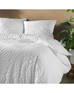 Housse de couette 260 x 240 cm microfibre unie tuftee heltie Blanc