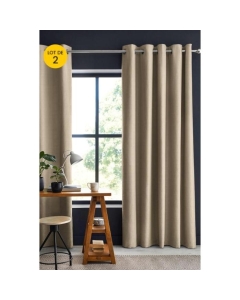 Lot de 2 rideaux occultant 140 x 280 cm grande hauteur Obscure Beige
