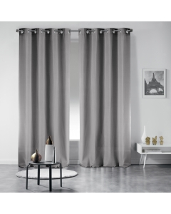 Lot de 2 rideaux occultant a oeillets 135 x 240 cm uni Gris perle