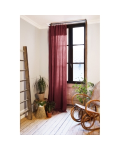 Lot de 2 rideaux 140 x 300 cm réglables double gaze de coton Bordeaux