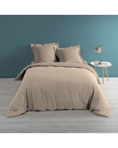 Housse de couette 2 personnes 240 x 220 cm percale uni 78 fils percaline Naturel