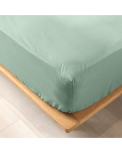 Drap housse King size 180 x 200 x 30 cm coton bio 57 fils Biolina Sauge