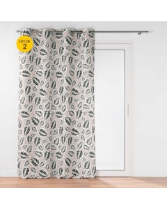 Lot de 2 Rideaux a oeillets 140 x 260 cm polyester imprimé Alma Noir