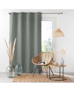 Rideau uni a oeillets 140 x 260 cm microfibre Absolu Gris