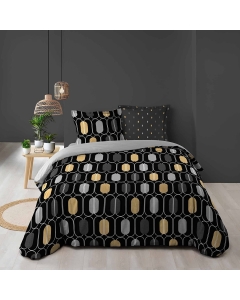 Housse de couette imprimée 220 x 240 cm + 2 taies 100% coton 57 fils Calidor