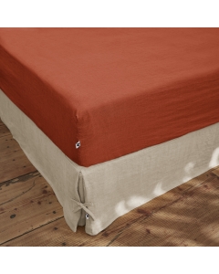 Drap housse 140 x 190 cm en lin lavé Soline Orange