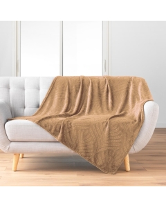 Plaid 125 x 150 cm flanelle relief unie nelia Camel