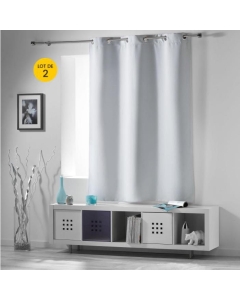 Lot de 2 Rideaux 140 x 180 cm occultant uni occult Gris pâle