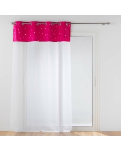 Voilage grande hauteur a oeillets 140 x 280 cm Velours phosphorescent Moonlight Fuchsia