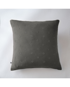Taie d'oreiller brodée en gaze de coton 60 x 60 cm Gaïa Boho Anthracite