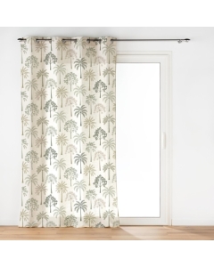 Voilage à Œillets Grande Hauteur - 140 x 280 cm - Voile Sable Imprimé Palmea Vert