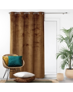 Rideau occultant à oeillets 140 x 240 cm en velours relief Analia Camel