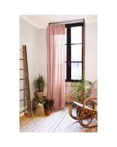 Lot de 2 rideaux 140 x 300 cm réglables double gaze de coton Rose pêche