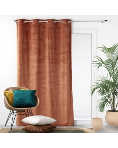 Rideau occultant à oeillets 140 x 240 cm en velours relief Analia Orange