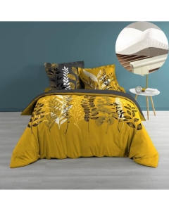 Pack housse de couette 220x240 cm Isabela + drap housse 140x190x30 Blanc