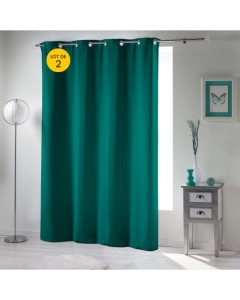Lot de 2 rideaux occultant a oeillets 135 x 240 cm uni Emeraude