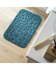 Tapis de bain 50 x 80 cm microfibre unie relief ricochet Bleu/emeraude