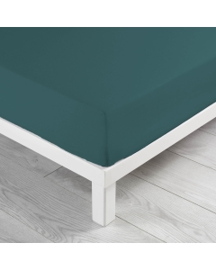 Drap housse 2 personnes 160 x 200 x 30 cm Linette coton lavé  57 fils Pétrole