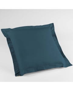 Taie d'oreiller volant plat 63 x 63 cm uni 57 fils lina  +point bourdon Bleu nuit
