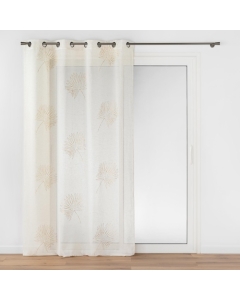 Voilage à Œillets grande hauteur - 140 x 280 cm - Voile Sable avec Appliqué Lotus