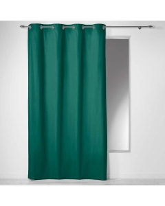 Lot de 2 rideaux a oeillets 140 x 240 cm 100% coton uni Panama Emeraude