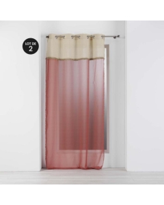Lot de 2 voilages 140 x 240 cm voile sablé + jute Greenybel Terracotta