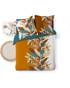 Parure de couette 240 x 220 cm percale de coton 78 fils imprimé Yucca-