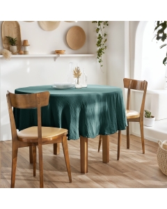 Nappe ronde (0) 180 cm gaze de coton unie gaïa canard