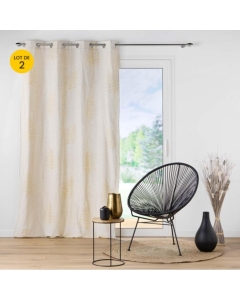 Lot de 2 Rideaux a oeillets 140 x 240 cm polyester et lin Venus