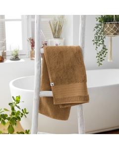 Serviette de toilette 50 x 90 cm éponge unie garance camel Marron
