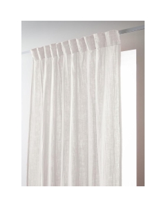 Rideau Galon Fronceur 140 x 240 cm - Double Gaze de Coton  - Uni Gaïa Blanc