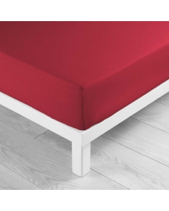 Drap housse 2 personnes 160 x 200 cm uni 57 fils lina Marsala
