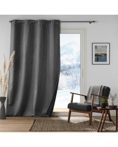 Rideau à oeillets isolant thermique 140 x 260 cm jacquard Polarine Anthracite