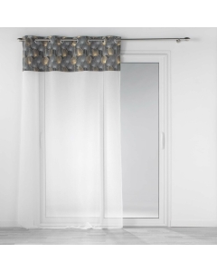 Voilage a oeillets 140 x 240 cm voile sablé + haut velours Clairine Gris