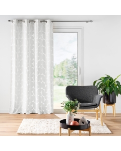 Rideau déco 135 x 260 cm en velours devoré Geolina Blanc
