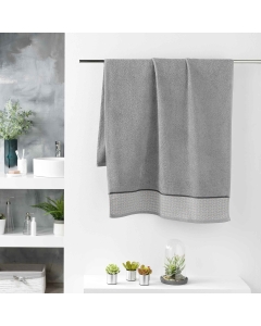 Drap de douche 70 x 130 cm éponge unie jacquard Belina Gris