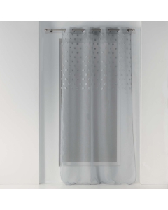 Voilage a oeillets 140 x 240 cm voile sablé pompons melusine Gris