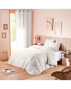 Housse de couette 240 x 220 cm en gaze de coton naturelle + 2 taies Blanc
