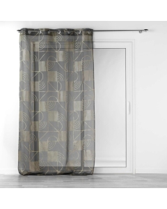 Panneau a oeillets 140 x 280 cm voile sable imp. metallise lineor Anthracite/or