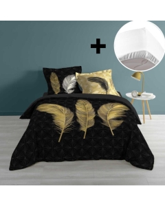 Pack parure de couette 220x240 cm Himalalove + drap housse 140x190 Blanc