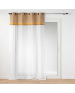 Voilage a oeillets 140 x 240 cm voile sablé + jute Malory Jaune