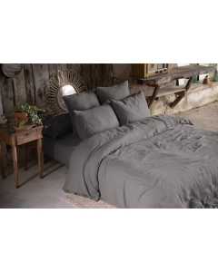 Housse de couette double gaze de coton 260 x 240 cm granit (dark grey) Anthracite