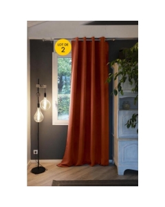 Lot de 2 Rideaux occultant baie vitrée 180 x 260 cm Obscure Terracotta