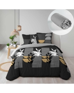Pack parure de couette 240 x 220 cm Asior + drap housse 140 x 190 x 30 Galet