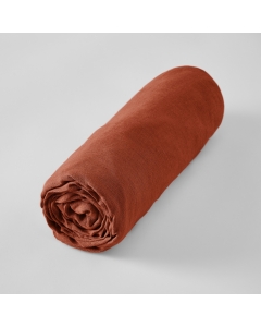 Drap housse 180 x 200 cm – Lin lavé Soline Paprika - Bonnet 30 cm