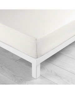 Drap housse 2 personnes 180 x 200 cm uni 57 fils lina Blanc